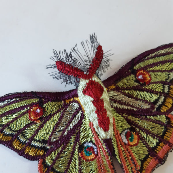 Moks371(p) Moth embroidery patch - Spanish moon moth - graellsia isabellae