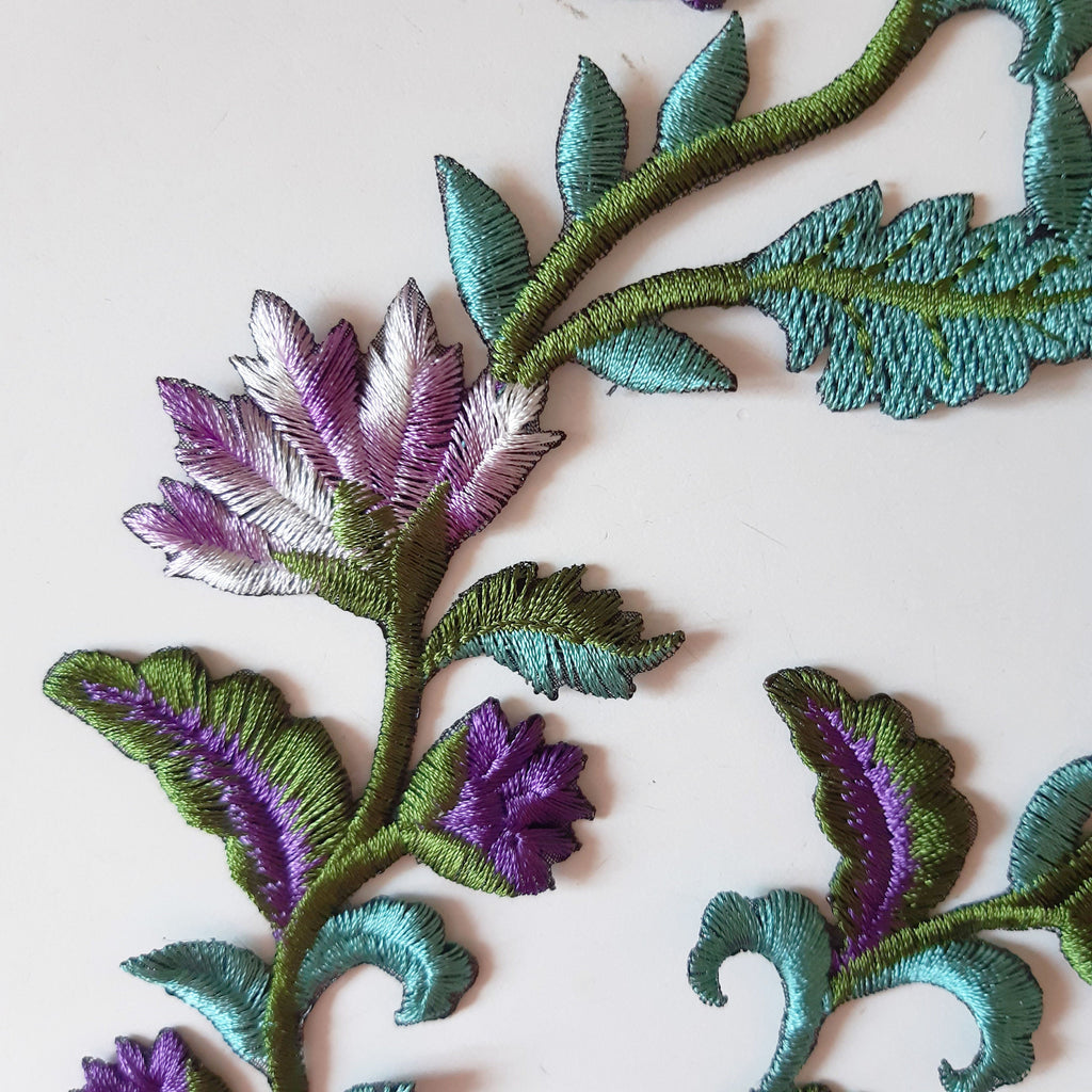 Pair Of Gold Thistle Flower Patches Iron Sew On Badge Embroidered - Foto 5