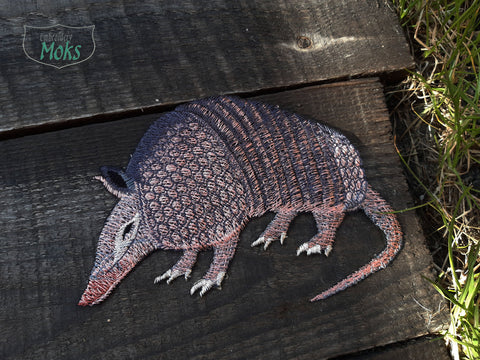 Moks(p)313 armadillo animal patch - natural history patch - embroidery patch