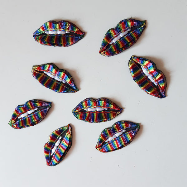 Moks378(p) set 8pc. rainbow lips pride patch