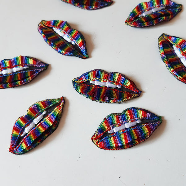 Moks378(p) set 8pc. rainbow lips pride patch