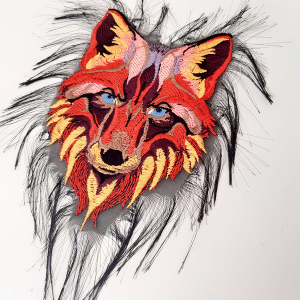 Moks(p)402 Red fox designer embroidered patch, Fashion patch, Sew on patch