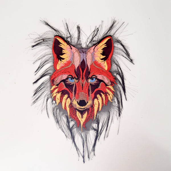 Moks(p)402 Red fox designer embroidered patch, Fashion patch, Sew on patch