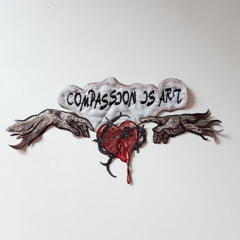 Moks418(p) Embroidered patch - Compassion is Art - sacred heart of thorns wreath of christ