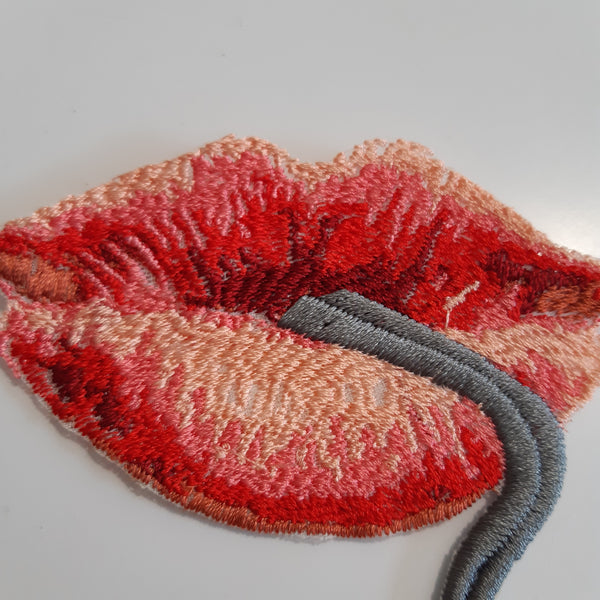 Moks444(p) luscious lips of a woman snake embroidery patch - Sew on patch