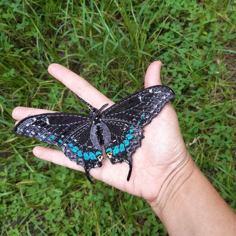 Moks452 swallowtail butterfly embroidered patch, insect patch, nature patch