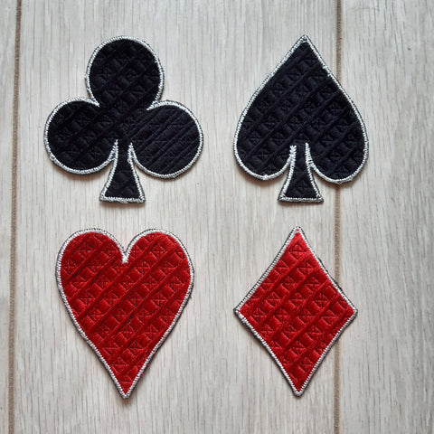 Moks475 set card suit embroidery patch, playing card suits, spades, hearts, diamonds, clubs