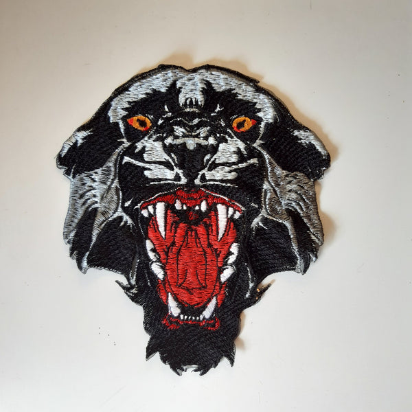 Moks462 Black panther open mouth embroidered large patch