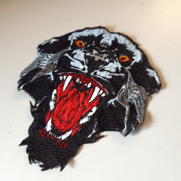 Moks462 Black panther open mouth embroidered large patch