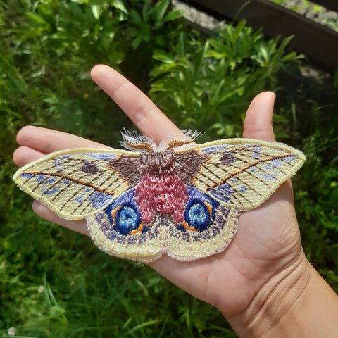 Moks456 Io Moth Embroidery Patch, Realistic Patch Automeris io (Fabricius)