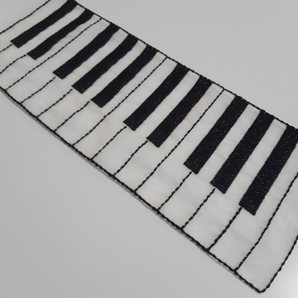 Moks480 piano patch, white and black keys, embroidery applique latge patch