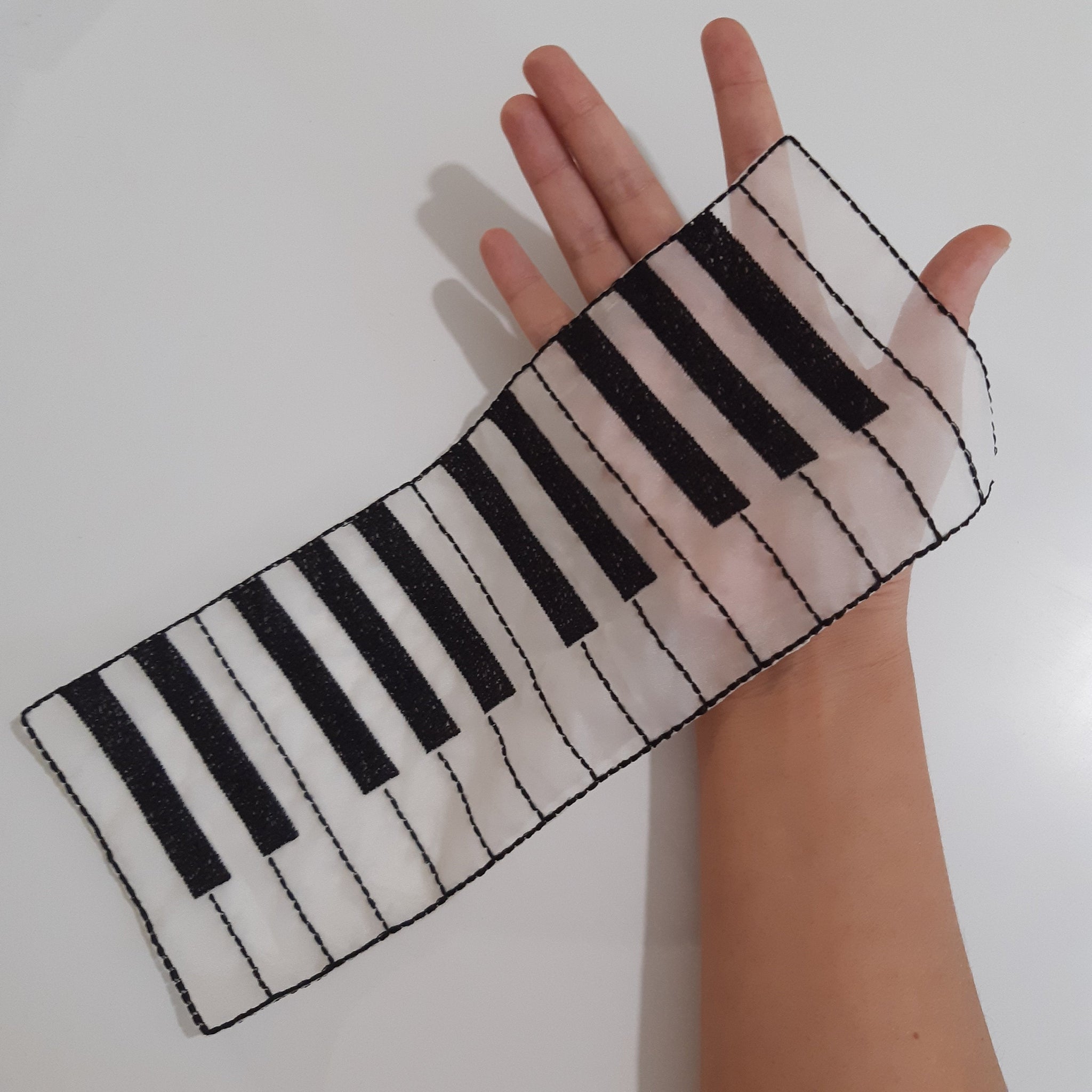 Moks480 piano patch, white and black keys, embroidery applique latge patch